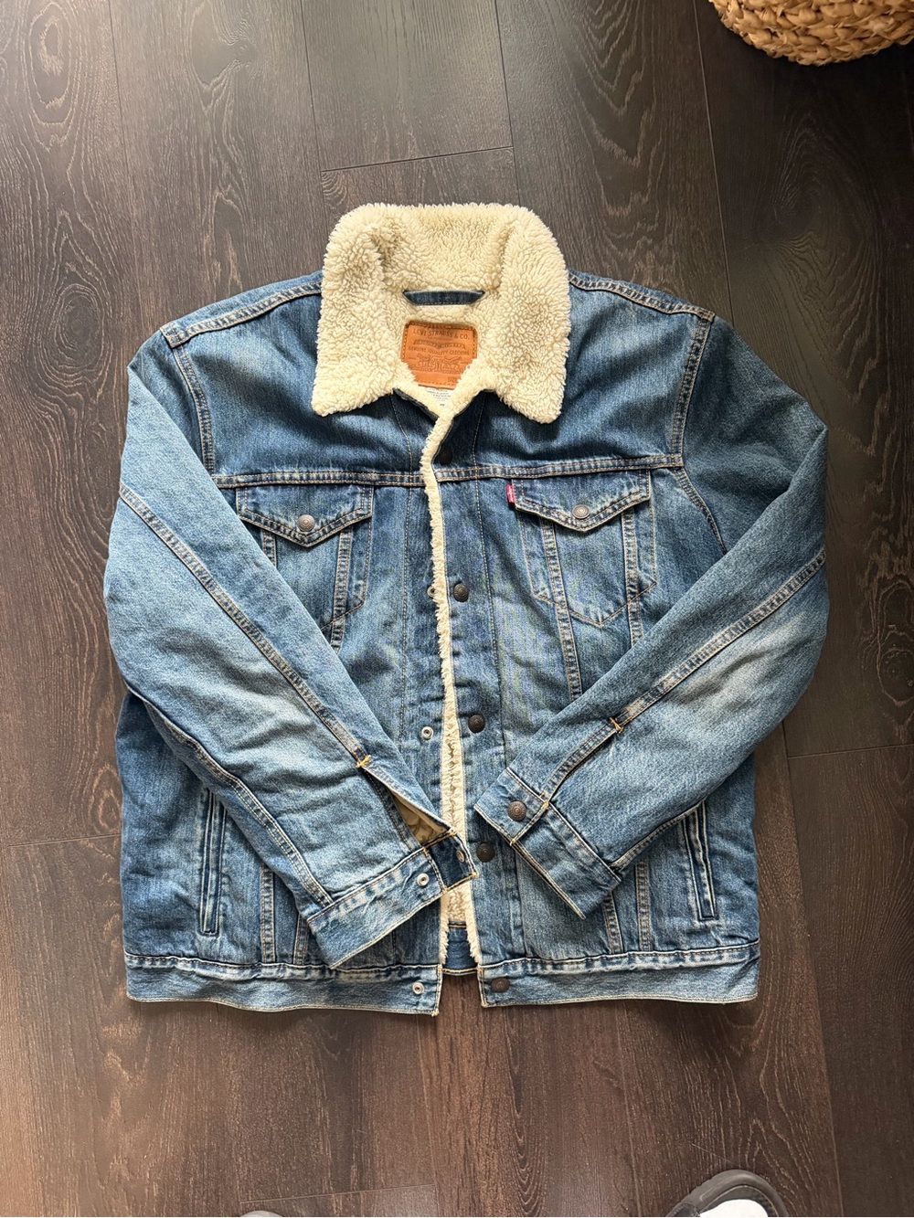 Levi's Vintage Blue Denim Jacket with Cream Sherpa Collar